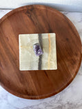 Green Onyx Jewelry Box with Amethyst Top – Handmade Stone Trinket Box – Luxury Crystal Storage Jar – Unique Gift