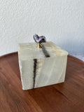 Green Onyx Jewelry Box with Amethyst Top – Handmade Stone Trinket Box – Luxury Crystal Storage Jar – Unique Gift