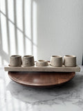 Travertine Tequila Shot Glass Set with Tray – Handmade Stone Mezcal Cups, Luxury Modern Barware, Organic Resort Decor