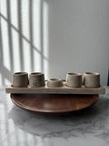 Travertine Tequila Shot Glass Set with Tray – Handmade Stone Mezcal Cups, Luxury Modern Barware, Organic Resort Decor