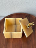 Caja de Joyería de Ónix Amarillo | Caja de Piedra Hecha a Mano | Almacenamiento de Lujo para Recuerdos, Regalo