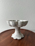 Handcrafted White Marble Pedestal Bowl – Luxury Scalloped Fruit Bowl, Kitchen Centerpiece, Stone Decor, Modern Home Accent