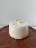 White Onyx Storage Jar with Lid, Luxury Marble Vanity Container, Gold Knob Jewelry Box, Elegant Bathroom Decor, Coffee Table Accent