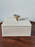 Beige Marble Jewelry Box with Gold Handle, Luxury Marble Storage Box, Minimalist Stone Keepsake Box, Elegant Vanity Decor Gift