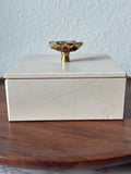 Beige Marble Jewelry Box with Gold Handle, Luxury Marble Storage Box, Minimalist Stone Keepsake Box, Elegant Vanity Decor Gift