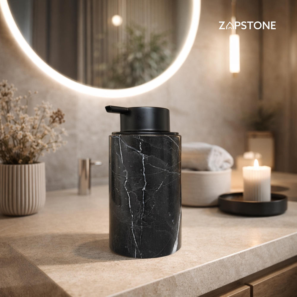 Marble Soap Dispenser – Luxury Bathroom Decor, Modern Stone Lotion Pump, Minimalist Vanity Accessory