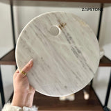 White Marble Cheeseboard 11.8” D | Handmade Charcuterie Board | Natural Stone Cutting Board