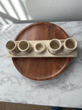 Travertine Tequila Shot Glass Set with Tray – Handmade Stone Mezcal Cups, Luxury Modern Barware, Organic Resort Decor