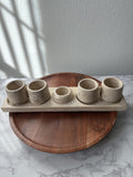 Travertine Tequila Shot Glass Set with Tray – Handmade Stone Mezcal Cups, Luxury Modern Barware, Organic Resort Decor