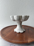 Handcrafted White Marble Pedestal Bowl – Luxury Scalloped Fruit Bowl, Kitchen Centerpiece, Stone Decor, Modern Home Accent