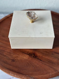 Beige Marble Jewelry Box with Gold Handle, Luxury Marble Storage Box, Minimalist Stone Keepsake Box, Elegant Vanity Decor Gift