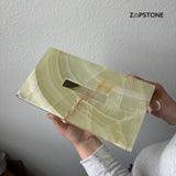 Green Onyx Tissue Box Cover | Handmade Stone Rectangular Tissue Holder | Luxury Bathroom Decor | Natural Onyx Home Accent