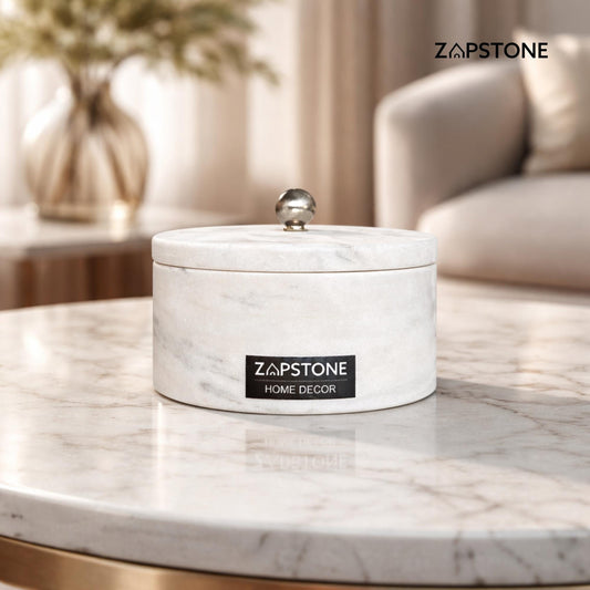 Frasco de Almacenamiento de Mármol Blanco con Tapa, Contenedor de Lujo para Tocador, Perilla Plateada, Decoración Elegante de Baño