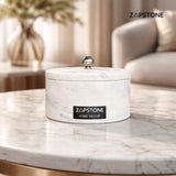 Frasco de Almacenamiento de Mármol Blanco con Tapa, Contenedor de Lujo para Tocador, Perilla Plateada, Decoración Elegante de Baño