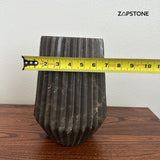 Handmade Gray Marble Vase – Luxury Stone Flower Vase, Fluted Sculptural Decor, Modern Minimalist Home Accent, Elegant Centerpiece