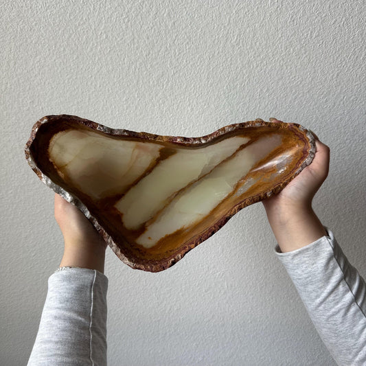 Tazón de Ónix Verde Hecho a Mano – Catchall de Piedra Natural de Lujo, Pieza Central Decorativa Escultural (Pieza II)