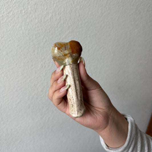 Pipa de Tabaco de Pene de Travertino y Ónix | Pipa de Piedra Natural de Lujo | Pipa Decorativa | Hecha a Mano | Regalo Único para Él