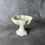 Handcrafted White Marble Pedestal Bowl – Luxury Scalloped Fruit Bowl, Kitchen Centerpiece, Stone Decor, Modern Home Accent
