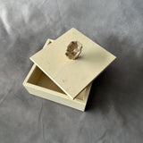 Beige Marble Jewelry Box with Gold Handle, Luxury Marble Storage Box, Minimalist Stone Keepsake Box, Elegant Vanity Decor Gift