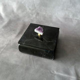 Black Marble Jewelry Box with Amethyst Knob 4.7” × 4.7" × 2.4” Handmade Stone Key Holder, Coin Holder, Jewelry Holder, Trinket Box, Catchall