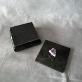 Black Marble Jewelry Box with Amethyst Knob 4.7” × 4.7" × 2.4” Handmade Stone Key Holder, Coin Holder, Jewelry Holder, Trinket Box, Catchall