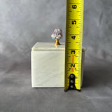 White Marble Jewelry Box with Amethyst Knob – Handmade Square Stone Trinket Box with Lid, Luxury Keepsake Storage, Elegant Gift
