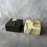Caja de Joyería de Mármol y Ónix de Lujo con Perilla Dorada – Caja de Piedra Natural, Almacenamiento Elegante, Regalo de Alta Gama