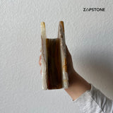 Portaservilletas de Ónix Verde Hecho a Mano | Portaservilletas Pesado de Piedra | Decoración Moderna de Lujo para Cocina y Comedor