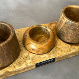 Set de Tequila de Travertino Rojo, Set Mezcalero Hecho a Mano con Platito para Sal, Caballitos de Piedra de Lujo, Regalo Único para Él