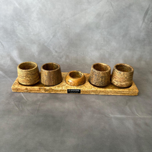 Set de Tequila de Travertino Rojo, Set Mezcalero Hecho a Mano con Platito para Sal, Caballitos de Piedra de Lujo, Regalo Único para Él