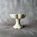 Handcrafted White Marble Pedestal Bowl – Luxury Scalloped Fruit Bowl, Kitchen Centerpiece, Stone Decor, Modern Home Accent