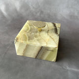 Luxury Marble & Onyx Jewelry Box with Gold Knob – Natural Stone Trinket Box, Elegant Vanity Storage, High-End Keepsake Gift
