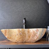 Honey Onyx Vessel Sink, Handmade of Natural Stone, Luxury Bathroom Vanity Basin, Unique Sculptural Sink, Modern Bathroom Decor