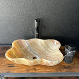 Honey Onyx Vessel Sink, Handmade of Natural Stone, Luxury Bathroom Vanity Basin, Unique Sculptural Sink, Modern Bathroom Decor