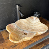 Honey Onyx Vessel Sink, Handmade of Natural Stone, Luxury Bathroom Vanity Basin, Unique Sculptural Sink, Modern Bathroom Decor