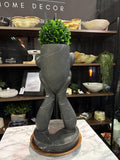 Black Marble Face Vase Handmade | Large Sculptural Flower Vase | Luxury Decor | Matte Stone Art | Heavy Statement Piece