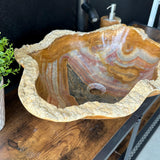 Onyx Rustic Vessel Sink, Natural Stone Bathroom Sink, Handmade Onyx Basin, Luxury Vanity Sink, Irregular Stone Wash Basin