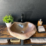 Lavabo de Piedra de Río Rojo, Lavabo de Piedra Natural Hecho a Mano, Lavabo de Lujo, Lavabo Rústico Moderno, Decoración Única (Pieza II)