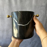 Black Marble Wine Cooler with Handles | Natural Stone Champagne Bucket | Luxury Modern Bar & Table Decor | Handmade Decor