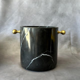 Black Marble Wine Cooler with Handles | Natural Stone Champagne Bucket | Luxury Modern Bar & Table Decor | Handmade Decor