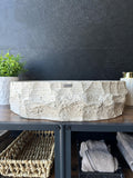 Handmade Travertine Stone Vessel Sink | Natural Rock Bathroom Sink | Rustic Modern Vanity Basin | One of a Kind Stone Sink | Wabi Sabi