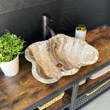 Lavabo Rústico de Ónix | Lavabo de Piedra Beige | Lavabo de Baño | Lavabo de Piedra Natural Hecho a Mano | Lavabo de Lujo