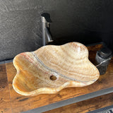 Honey Onyx Vessel Sink, Handmade of Natural Stone, Luxury Bathroom Vanity Basin, Unique Sculptural Sink, Modern Bathroom Decor