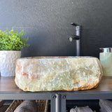 Rustic Onyx Stone Vessel Sink, Handmade Natural Stone Countertop Sink, Luxury Modern Vanity Basin, Unique High End Bathroom Decor