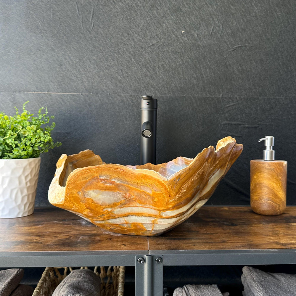 Green Onyx Stone Vessel Sink, Handmade Natural Onyx Countertop Sink, Luxury Modern Vanity Basin, Unique Marble Sink, High End Bathroom Decor