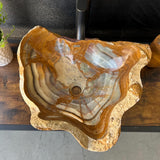 Green Onyx Stone Vessel Sink, Handmade Natural Onyx Countertop Sink, Luxury Modern Vanity Basin, Unique Marble Sink, High End Bathroom Decor (Piece I)