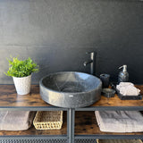 Black Marble Sink, Handmade Natural Stone Vessel Sink, Modern Bathroom Vanity Basin, Round Luxury Marble Wash Basin
