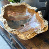 Onyx Rustic Vessel Sink, Natural Stone Bathroom Sink, Handmade Onyx Basin, Luxury Vanity Sink, Irregular Stone Wash Basin