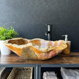 Onyx Rustic Vessel Sink, Natural Stone Bathroom Sink, Handmade Onyx Basin, Luxury Vanity Sink, Irregular Stone Wash Basin