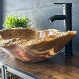 Onyx Rustic Vessel Sink, Natural Stone Bathroom Sink, Handmade Onyx Basin, Luxury Vanity Sink, Irregular Stone Wash Basin